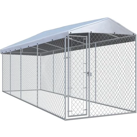 HELLOSHOP26 Chenil Extérieur Cage Enclos Parc Animaux Chien Extérieur Avec Toit Pour Chiens 760 X 190 X 225 Cm 1 HELLOSHOP26 Chenil Extérieur Cage Enclos Parc Animaux Chien Extérieur Avec Toit Pour Chiens 760 X 190 X 225 Cm
