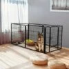 WYCTIN Hofuton Parc Enclos Pour Petits Chiens Chiots Lapin Exterieur Interieur 80 X60cm 6 Panneaux Avec Porte Noir
