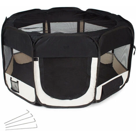 HELLOSHOP26 Parc à Chiots Chiens Enclos Pour Animaux Pliable Noir 125 X 125 X 64 Cm - Noir 1 HELLOSHOP26 Parc à Chiots Chiens Enclos Pour Animaux Pliable Noir 125 X 125 X 64 Cm - Noir