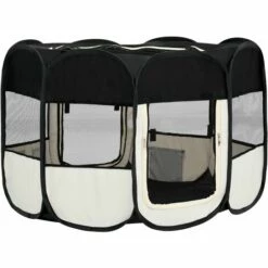 Hommoo Parc Pliable Pour Chien Avec Sac De Transport Noir 125x125x61cm -Niche, chenil, enclos et parc pour chien Soldes 2022 54058970 5