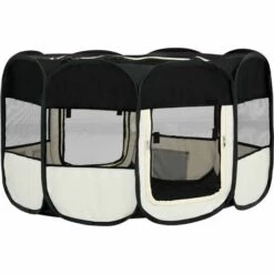 Hommoo Parc Pliable Pour Chien Avec Sac De Transport Noir 145x145x61cm -Niche, chenil, enclos et parc pour chien Soldes 2022 54059855 5