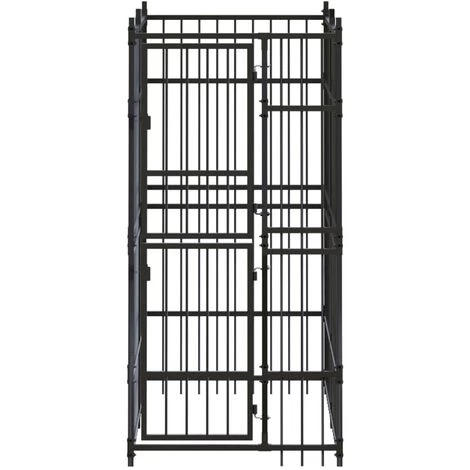 VidaXL Chenil D'extérieur Pour Chiens Acier 1,84 M² - Noir 2 VidaXL Chenil D'extérieur Pour Chiens Acier 1,84 M² - Noir – Image 2