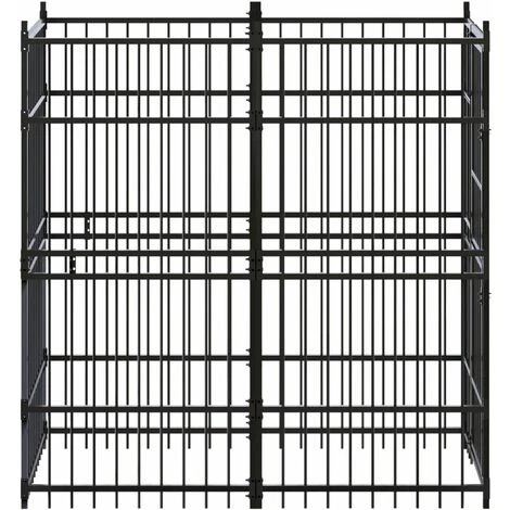VidaXL Chenil D'extérieur Pour Chiens Acier 1,84 M² - Noir 3 VidaXL Chenil D'extérieur Pour Chiens Acier 1,84 M² - Noir – Image 3