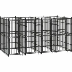 VidaXL Chenil D'extérieur Pour Chiens Acier 7,37 M² - Noir