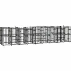 VidaXL Chenil D'extérieur Pour Chiens Acier 16,59 M² - Noir