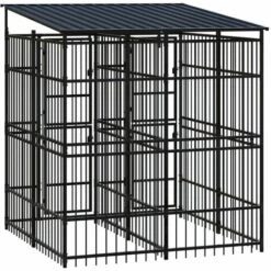 VidaXL Chenil D'extérieur Avec Toit Pour Chiens Acier 3,69 M² - Noir 8 VidaXL Chenil D'extérieur Avec Toit Pour Chiens Acier 3,69 M² - Noir -Niche, chenil, enclos et parc pour chien Soldes 2022 54141497 4