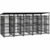 VidaXL Chenil D'extérieur Avec Toit Pour Chiens Acier 9,22 M² - Noir