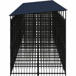 VidaXL Chenil D'extérieur Avec Toit Pour Chiens Acier 18,43 M² - Noir -Niche, chenil, enclos et parc pour chien Soldes 2022 54141505 3