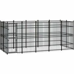 VidaXL Chenil D'extérieur Pour Chiens Acier 9,22 M² - Noir