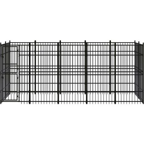 VidaXL Chenil D'extérieur Pour Chiens Acier 9,22 M² - Noir 2 VidaXL Chenil D'extérieur Pour Chiens Acier 9,22 M² - Noir – Image 2