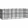 VidaXL Chenil D'extérieur Pour Chiens Acier 11,06 M² - Noir