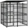 VidaXL Chenil D'extérieur Avec Toit Pour Chiens Acier 3,69 M² - Noir