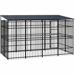 VidaXL Chenil D'extérieur Avec Toit Pour Chiens Acier 7,37 M² - Noir 8 VidaXL Chenil D'extérieur Avec Toit Pour Chiens Acier 7,37 M² - Noir -Niche, chenil, enclos et parc pour chien Soldes 2022 54141517 4