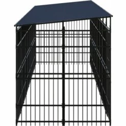 VidaXL Chenil D'extérieur Avec Toit Pour Chiens Acier 14,75 M² - Noir 7 VidaXL Chenil D'extérieur Avec Toit Pour Chiens Acier 14,75 M² - Noir -Niche, chenil, enclos et parc pour chien Soldes 2022 54141521 3