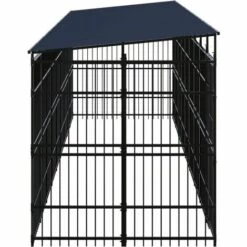 VidaXL Chenil D'extérieur Avec Toit Pour Chiens Acier 18,43 M² - Noir -Niche, chenil, enclos et parc pour chien Soldes 2022 54141523 3