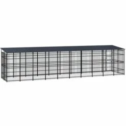 VidaXL Chenil D'extérieur Avec Toit Pour Chiens Acier 18,43 M² - Noir -Niche, chenil, enclos et parc pour chien Soldes 2022 54141523 4