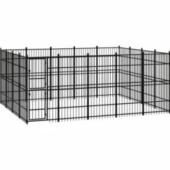 VidaXL Chenil D'extérieur Pour Chiens Acier 18,43 M² - Noir