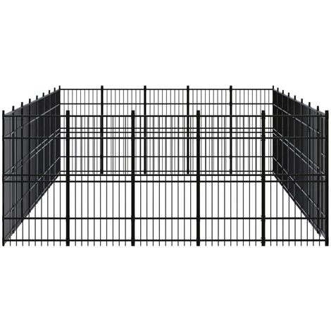 VidaXL Chenil D'extérieur Pour Chiens Acier 36,86 M² - Noir 3 VidaXL Chenil D'extérieur Pour Chiens Acier 36,86 M² - Noir – Image 3