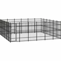 VidaXL Chenil D'extérieur Pour Chiens Acier 33,18 M² - Noir