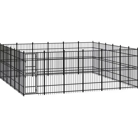 VidaXL Chenil D'extérieur Pour Chiens Acier 33,18 M² - Noir 1 VidaXL Chenil D'extérieur Pour Chiens Acier 33,18 M² - Noir
