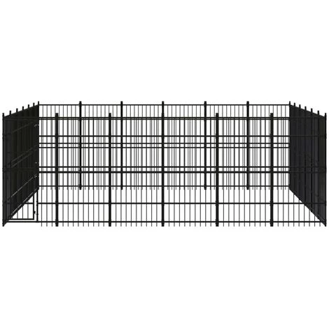 VidaXL Chenil D'extérieur Pour Chiens Acier 33,18 M² - Noir 2 VidaXL Chenil D'extérieur Pour Chiens Acier 33,18 M² - Noir – Image 2