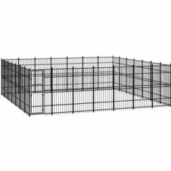 VidaXL Chenil D'extérieur Pour Chiens Acier 45,16 M² - Noir