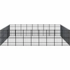 VidaXL Chenil D'extérieur Pour Chiens Acier 82,94 M² - Noir -Niche, chenil, enclos et parc pour chien Soldes 2022 54141558 3