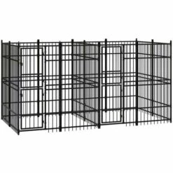 VidaXL Chenil D'extérieur Pour Chiens Acier 7,37 M² - Noir