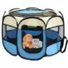 ECHOO Parc Pour Chien Pour Animaux De Compagnie - Tente Pliante Pour Animaux De Compagnie Tissu Oxford Portable Étanche Résistant Aux Rayures Octogonal Couverture D'ombre Amovible Petits Chiots/Chats,Bleu De Riz