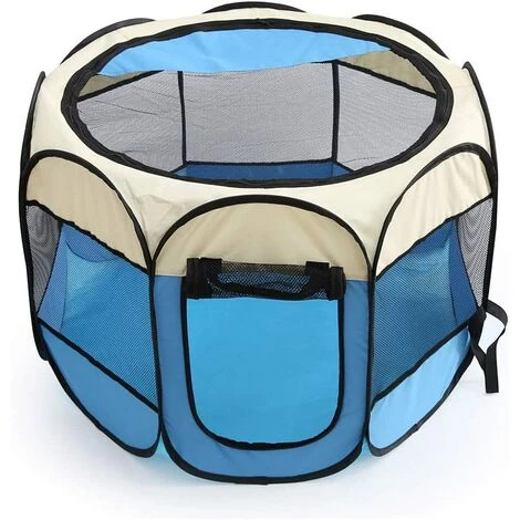ECHOO Parc Pour Chien Pour Animaux De Compagnie - Tente Pliante Pour Animaux De Compagnie Tissu Oxford Portable Étanche Résistant Aux Rayures Octogonal Couverture D'ombre Amovible Petits Chiots/Chats,Bleu De Riz 2 ECHOO Parc Pour Chien Pour Animaux De Compagnie - Tente Pliante Pour Animaux De Compagnie Tissu Oxford Portable Étanche Résistant Aux Rayures Octogonal Couverture D'ombre Amovible Petits Chiots/Chats,Bleu De Riz – Image 2