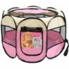 ECHOO Parc Pour Chien Pour Animaux De Compagnie - Tente Pliante Pour Animaux De Compagnie Tissu Oxford Portable Étanche Résistant Aux Rayures Octogonal Couverture D'ombre Amovible Petits Chiots/Chats,Riz Rose