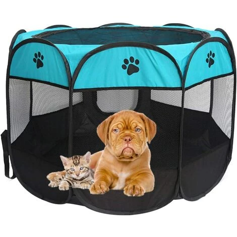 ECHOO Parc Pour Chien Pour Animaux De Compagnie - Tente Pliante Pour Animaux De Compagnie Tissu Oxford Portable Étanche Résistant Aux Rayures Octogonal Couverture D'ombre Amovible Petits Chiots/Chats,Bleu Noir 1 ECHOO Parc Pour Chien Pour Animaux De Compagnie - Tente Pliante Pour Animaux De Compagnie Tissu Oxford Portable Étanche Résistant Aux Rayures Octogonal Couverture D'ombre Amovible Petits Chiots/Chats,Bleu Noir