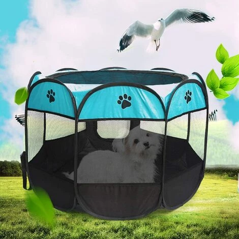 ECHOO Parc Pour Chien Pour Animaux De Compagnie - Tente Pliante Pour Animaux De Compagnie Tissu Oxford Portable Étanche Résistant Aux Rayures Octogonal Couverture D'ombre Amovible Petits Chiots/Chats,Bleu Noir 5 ECHOO Parc Pour Chien Pour Animaux De Compagnie - Tente Pliante Pour Animaux De Compagnie Tissu Oxford Portable Étanche Résistant Aux Rayures Octogonal Couverture D'ombre Amovible Petits Chiots/Chats,Bleu Noir – Image 5