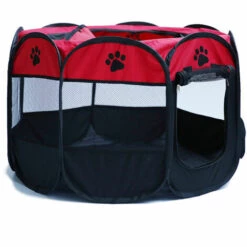 ECHOO Parc Pour Chien Pour Animaux De Compagnie - Tente Pliante Pour Animaux De Compagnie Tissu Oxford Portable Étanche Résistant Aux Rayures Octogonal Couverture D'ombre Amovible Petits Chiots/Chats,Rouge