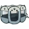 ECHOO Parc Pour Chien Pour Animaux De Compagnie - Tente Pliante Pour Animaux De Compagnie Tissu Oxford Portable Étanche Résistant Aux Rayures Octogonal Couverture D'ombre Amovible Petits Chiots/Chats,Gris Riz
