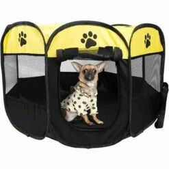 Enclos Pour Animaux Pliable 73x73x43CM Coleur De Jaune FUIENKO