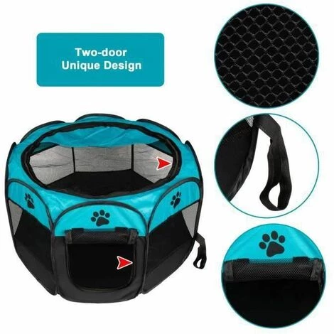 Enclos Chiot Bleu 73x73x43CM FUIENKO 2 Enclos Chiot Bleu 73x73x43CM FUIENKO – Image 2