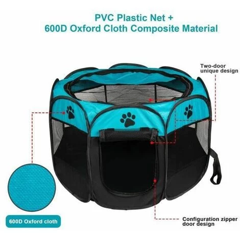 Enclos Chiot Bleu 73x73x43CM FUIENKO 3 Enclos Chiot Bleu 73x73x43CM FUIENKO – Image 3