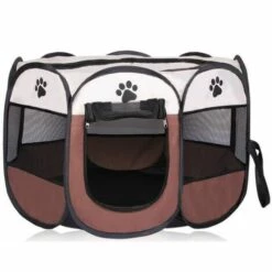 Clôture Pliante Pour Animaux De Compagnie Couleur De Marron FUIENKO