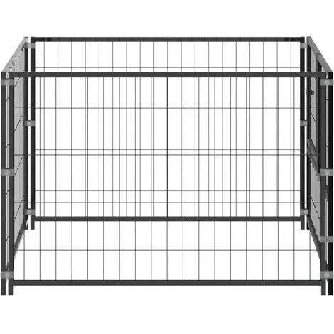 TRUE DEAL Chenil Noir 100x100x70 Cm Acier 3 TRUE DEAL Chenil Noir 100x100x70 Cm Acier – Image 3