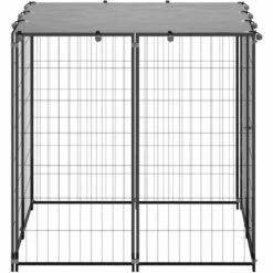 TRUE DEAL Chenil Noir 110x110x110 Cm Acier -Niche, chenil, enclos et parc pour chien Soldes 2022 54485594 3