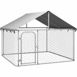VidaXL Chenil D'extérieur Avec Toit Pour Chiens 200x200x150 Cm - Argent