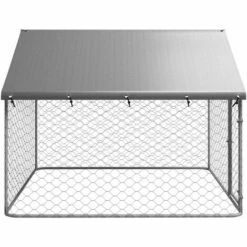 VidaXL Chenil D'extérieur Avec Toit Pour Chiens 200x200x150 Cm - Argent -Niche, chenil, enclos et parc pour chien Soldes 2022 54972795 3