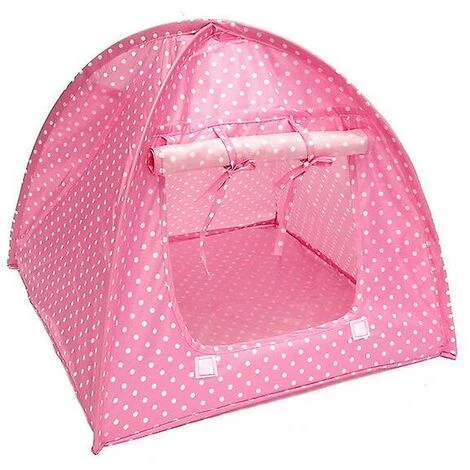 HANBING Tente Pour Animaux De Compagnie Tente Pour Animaux De Compagnie Pliable (point Rose) 1 HANBING Tente Pour Animaux De Compagnie Tente Pour Animaux De Compagnie Pliable (point Rose)