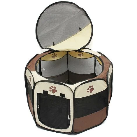HANBING Octogone Pliable Pour Tente Pour Animaux De Compagnie (marron) 2 HANBING Octogone Pliable Pour Tente Pour Animaux De Compagnie (marron) – Image 2