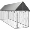 Chenil Extérieur Avec Toit Pour Chiens 400x100x150 Cm VidaXL - Argent