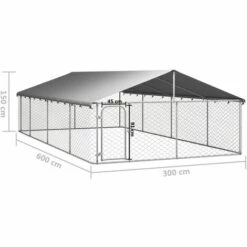 VidaXL Chenil D'extérieur Avec Toit Pour Chiens 600x300x150 Cm - Argent -Niche, chenil, enclos et parc pour chien Soldes 2022 55020332 4