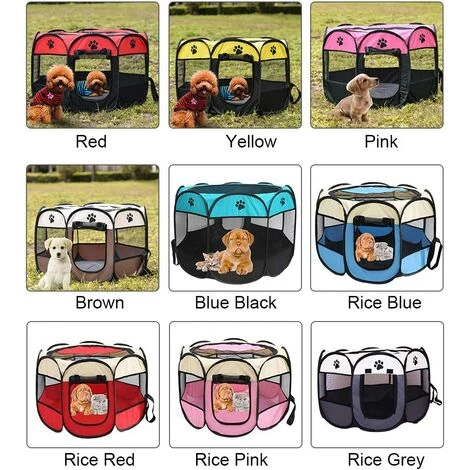 ECHOO Parc Pour Chien Pour Animaux De Compagnie - Tente Pliante Pour Animaux De Compagnie Tissu Oxford Portable Étanche Résistant Aux Rayures Octogonal Couverture D'ombre Amovible Petits Chiots/Chats,Riz Rouge 4 ECHOO Parc Pour Chien Pour Animaux De Compagnie - Tente Pliante Pour Animaux De Compagnie Tissu Oxford Portable Étanche Résistant Aux Rayures Octogonal Couverture D'ombre Amovible Petits Chiots/Chats,Riz Rouge – Image 4