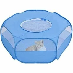 Fei Yu Parc Pour Petit Animal Avec Housse - Cage Pliable Et Portable - Imperméable - Respirant - Pour Lapin, écureuil, Chaton, Chiot, Chinchilla Et Hérisson - Bleu