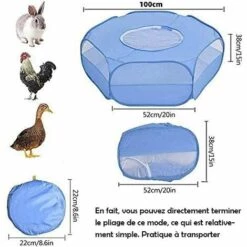 Fei Yu Parc Pour Petit Animal Avec Housse - Cage Pliable Et Portable - Imperméable - Respirant - Pour Lapin, écureuil, Chaton, Chiot, Chinchilla Et Hérisson - Bleu -Niche, chenil, enclos et parc pour chien Soldes 2022 55599950 3